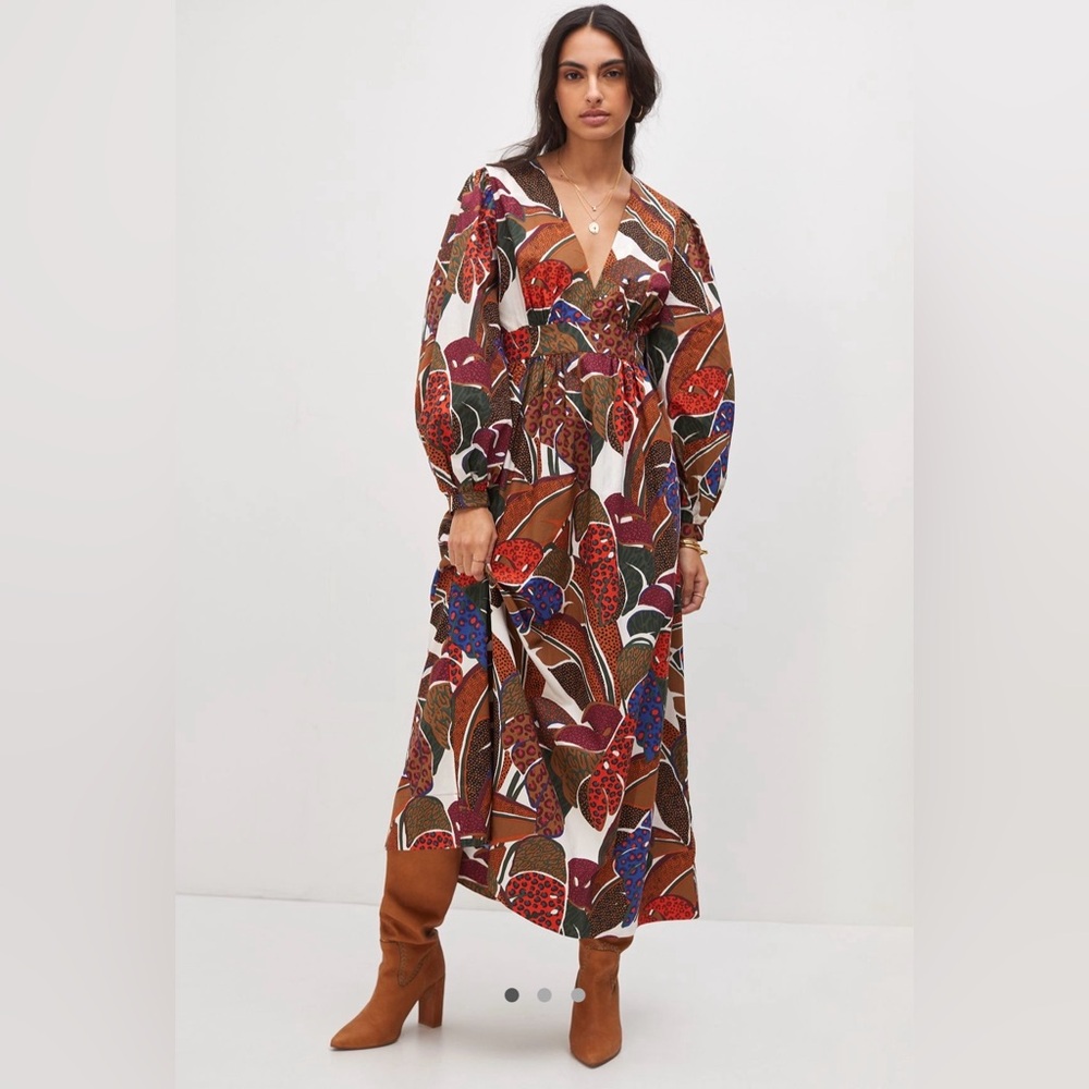 Farm Rio & Anthropologie Collab Deep V-Neck Maxi - Size 12